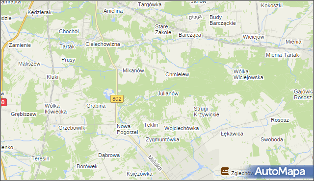 mapa Julianów gmina Siennica, Julianów gmina Siennica na mapie Targeo
