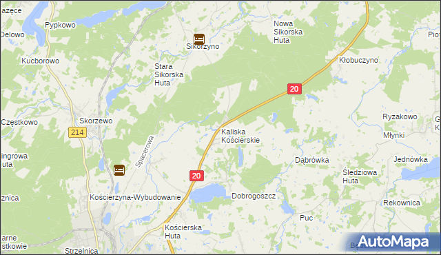mapa Kaliska Kościerskie, Kaliska Kościerskie na mapie Targeo