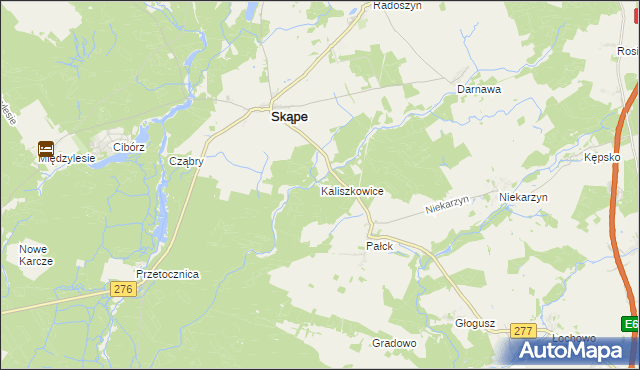 mapa Kaliszkowice gmina Skąpe, Kaliszkowice gmina Skąpe na mapie Targeo
