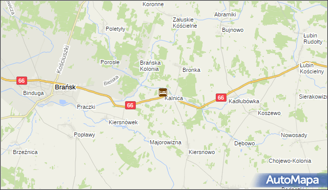 mapa Kalnica gmina Brańsk, Kalnica gmina Brańsk na mapie Targeo