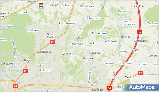 mapa Kalonka gmina Nowosolna, Kalonka gmina Nowosolna na mapie Targeo