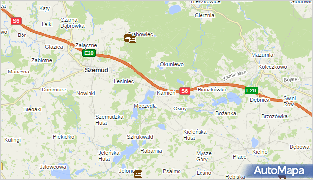 mapa Kamień gmina Szemud, Kamień gmina Szemud na mapie Targeo