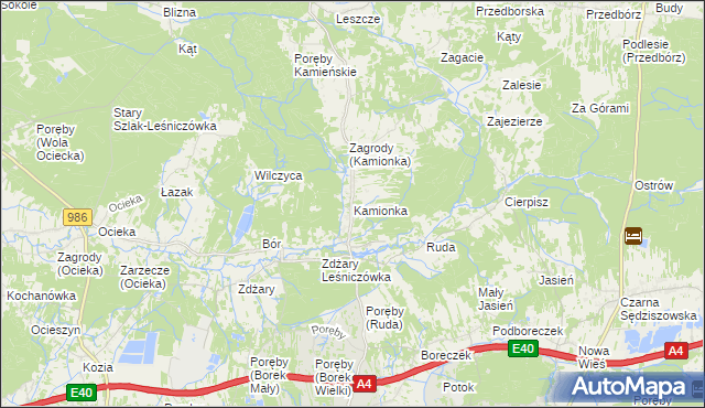 mapa Kamionka gmina Ostrów, Kamionka gmina Ostrów na mapie Targeo