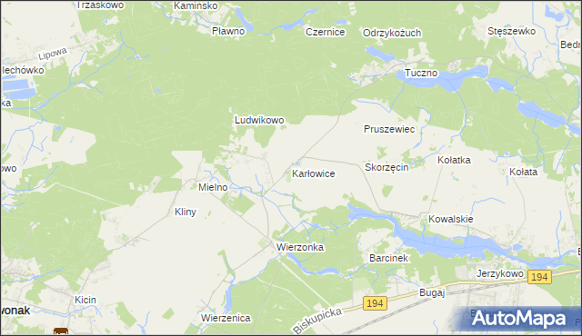 mapa Karłowice gmina Swarzędz, Karłowice gmina Swarzędz na mapie Targeo