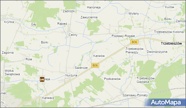 mapa Karwów gmina Trzebieszów, Karwów gmina Trzebieszów na mapie Targeo