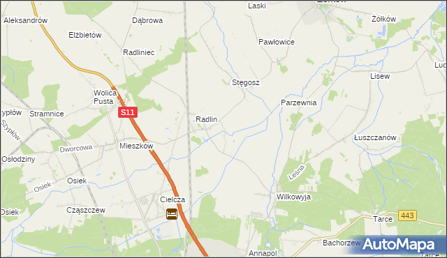 mapa Kąty gmina Jarocin, Kąty gmina Jarocin na mapie Targeo