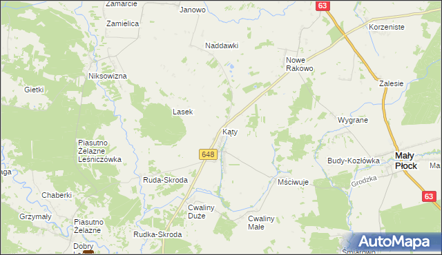 mapa Kąty gmina Mały Płock, Kąty gmina Mały Płock na mapie Targeo
