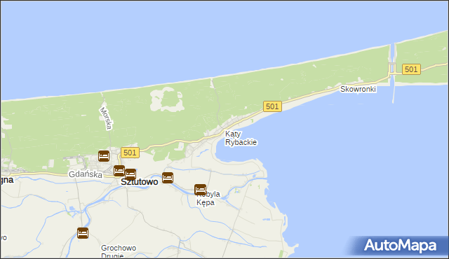 mapa Kąty Rybackie, Kąty Rybackie na mapie Targeo