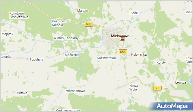 mapa Kazimierowo gmina Michałowo, Kazimierowo gmina Michałowo na mapie Targeo