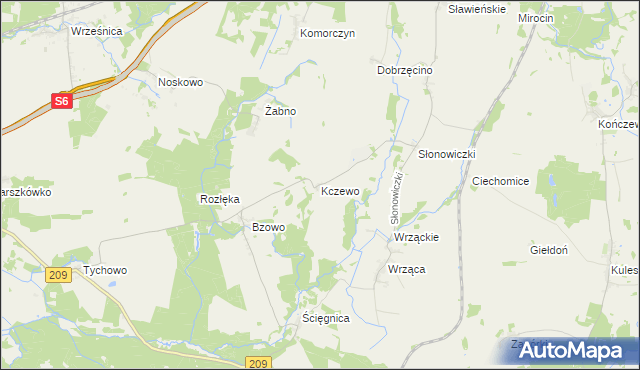 mapa Kczewo gmina Kobylnica, Kczewo gmina Kobylnica na mapie Targeo