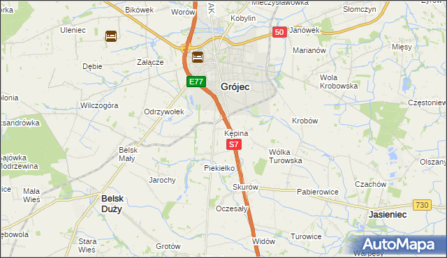 mapa Kępina gmina Grójec, Kępina gmina Grójec na mapie Targeo