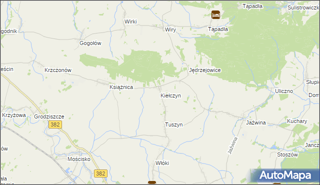 mapa Kiełczyn gmina Dzierżoniów, Kiełczyn gmina Dzierżoniów na mapie Targeo