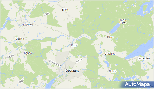 mapa Kielno gmina Dobrzany, Kielno gmina Dobrzany na mapie Targeo