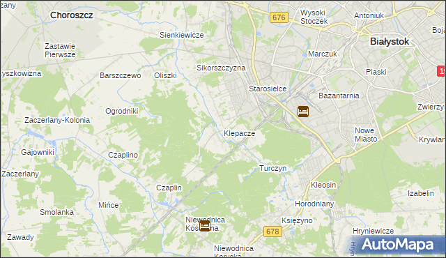 mapa Klepacze gmina Choroszcz, Klepacze gmina Choroszcz na mapie Targeo