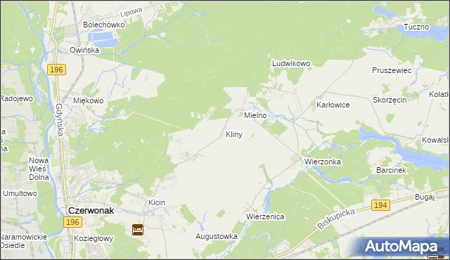 mapa Kliny gmina Czerwonak, Kliny gmina Czerwonak na mapie Targeo