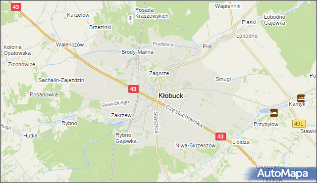 mapa Kłobuck, Kłobuck na mapie Targeo