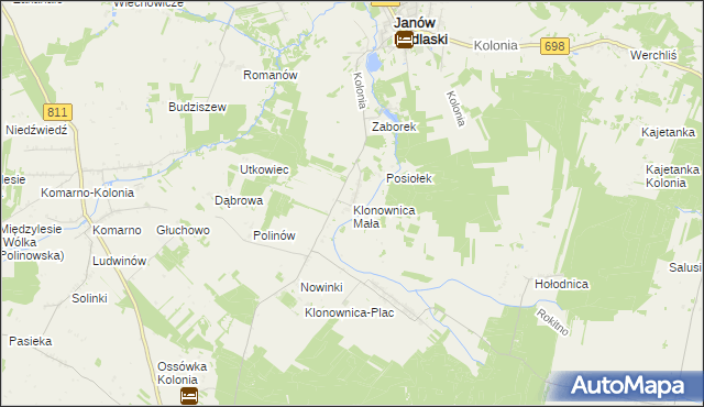 mapa Klonownica Mała, Klonownica Mała na mapie Targeo