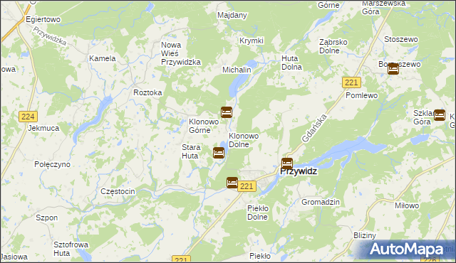 mapa Klonowo Dolne, Klonowo Dolne na mapie Targeo