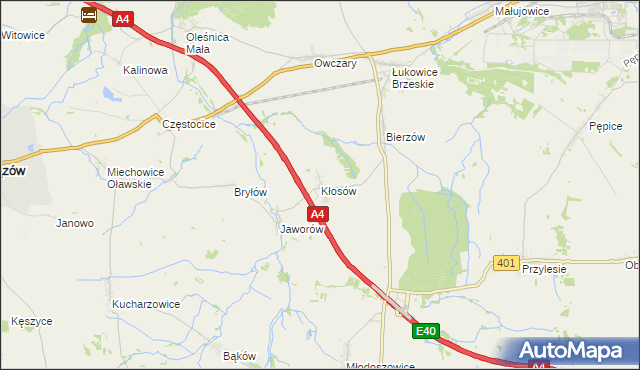 mapa Kłosów gmina Wiązów, Kłosów gmina Wiązów na mapie Targeo