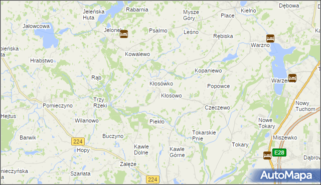 mapa Kłosowo gmina Przodkowo, Kłosowo gmina Przodkowo na mapie Targeo