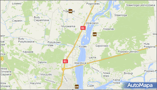mapa Klusek gmina Pokrzywnica, Klusek gmina Pokrzywnica na mapie Targeo