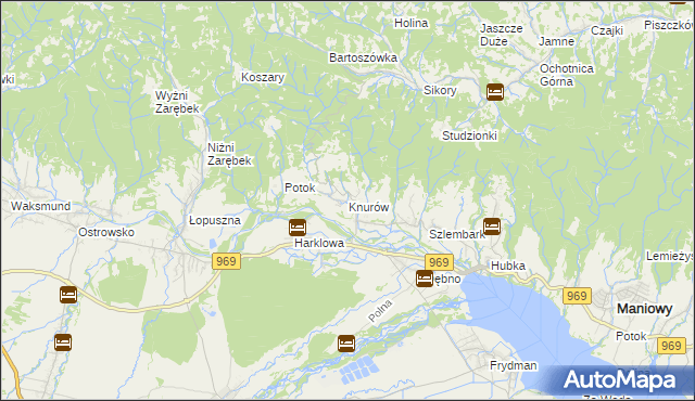 mapa Knurów gmina Nowy Targ, Knurów gmina Nowy Targ na mapie Targeo