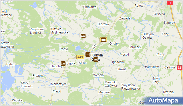 mapa Kobyla Góra powiat ostrzeszowski, Kobyla Góra powiat ostrzeszowski na mapie Targeo