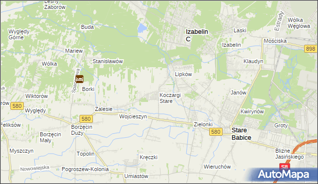 mapa Koczargi Stare, Koczargi Stare na mapie Targeo