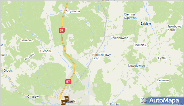 mapa Kołodziejowy Grąd, Kołodziejowy Grąd na mapie Targeo