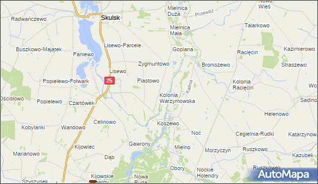 mapa Kolonia Warzymowska, Kolonia Warzymowska na mapie Targeo