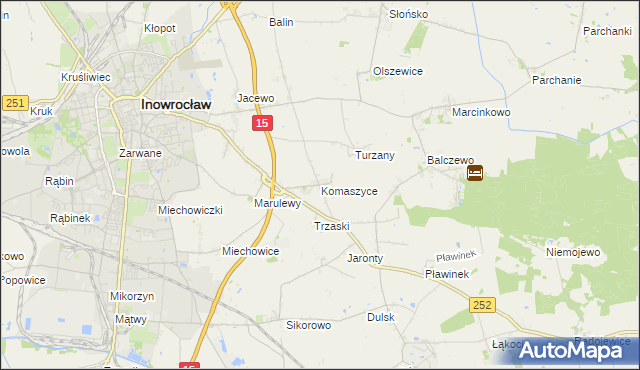 mapa Komaszyce gmina Inowrocław, Komaszyce gmina Inowrocław na mapie Targeo
