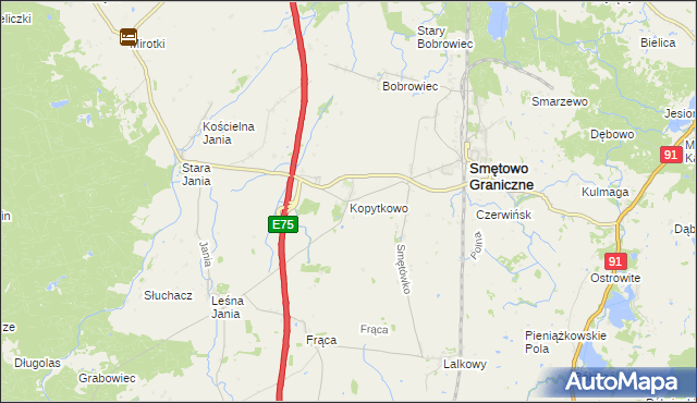 mapa Kopytkowo gmina Smętowo Graniczne, Kopytkowo gmina Smętowo Graniczne na mapie Targeo