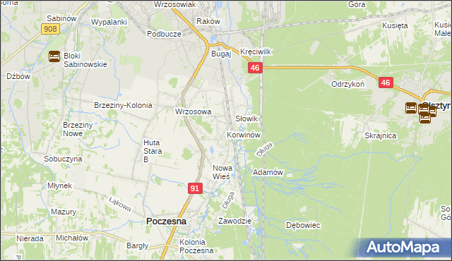 mapa Korwinów, Korwinów na mapie Targeo