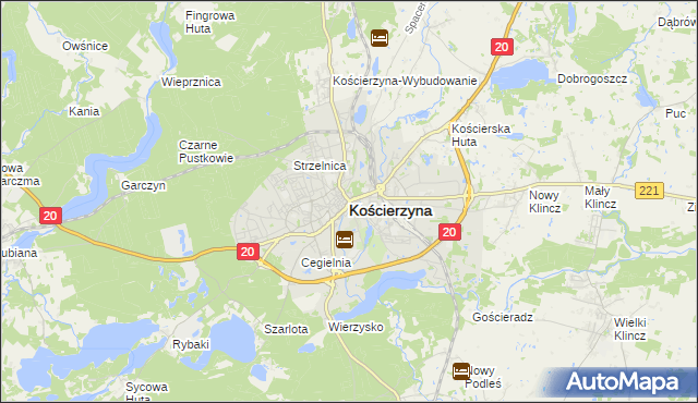 mapa Kościerzyna, Kościerzyna na mapie Targeo