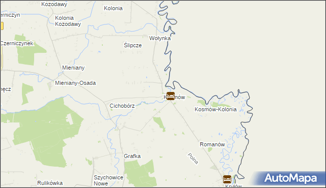 mapa Kosmów gmina Hrubieszów, Kosmów gmina Hrubieszów na mapie Targeo