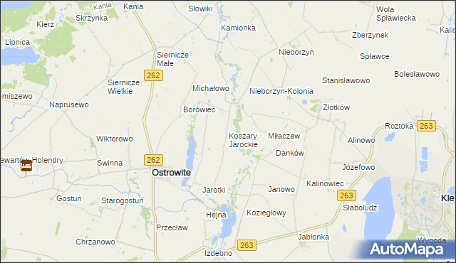 mapa Koszary Jarockie, Koszary Jarockie na mapie Targeo