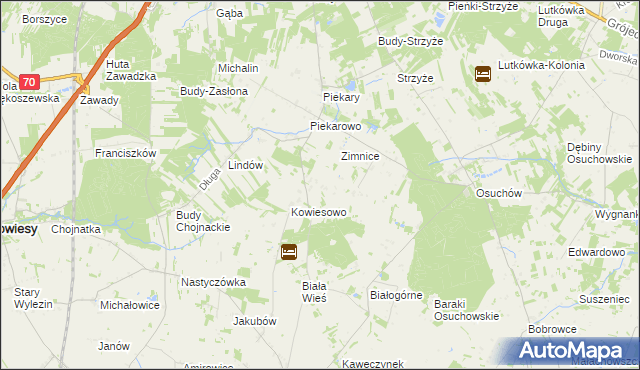 mapa Kowiesy gmina Mszczonów, Kowiesy gmina Mszczonów na mapie Targeo