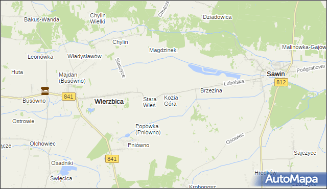 mapa Kozia Góra gmina Wierzbica, Kozia Góra gmina Wierzbica na mapie Targeo