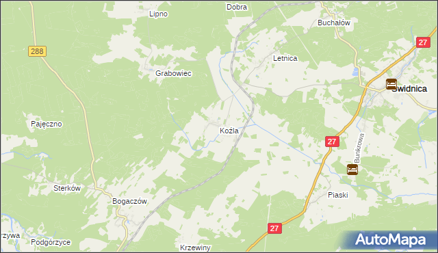 mapa Koźla, Koźla na mapie Targeo