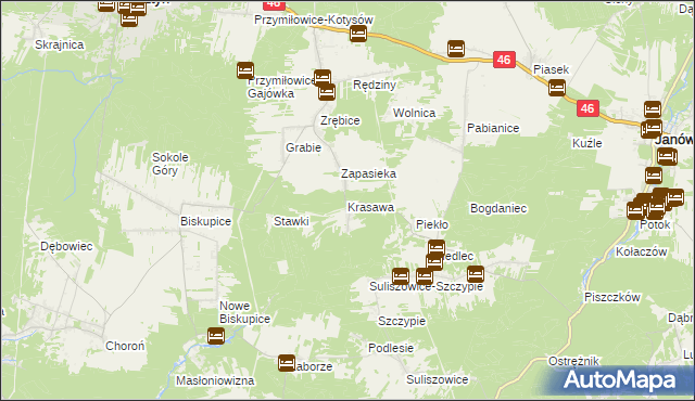 mapa Krasawa, Krasawa na mapie Targeo