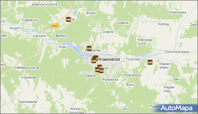 mapa Krasnobród, Krasnobród na mapie Targeo