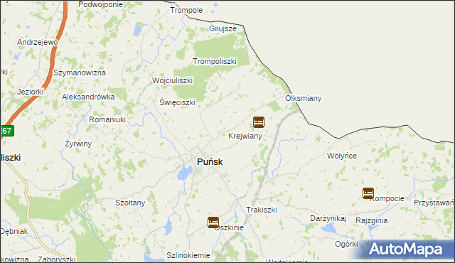 mapa Krejwiany gmina Puńsk, Krejwiany gmina Puńsk na mapie Targeo