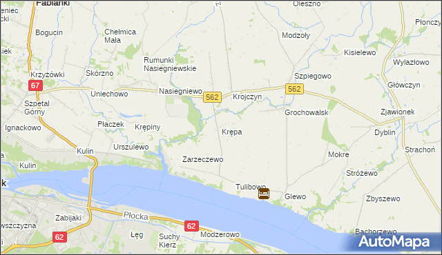 mapa Krępa gmina Dobrzyń nad Wisłą, Krępa gmina Dobrzyń nad Wisłą na mapie Targeo
