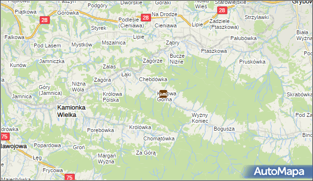 mapa Królowa Górna, Królowa Górna na mapie Targeo