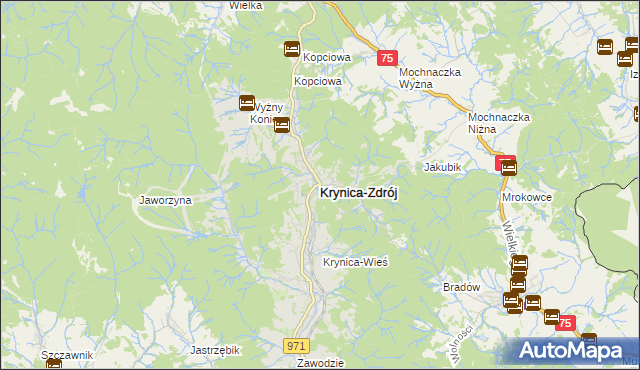 mapa Krynica-Zdrój, Krynica-Zdrój na mapie Targeo