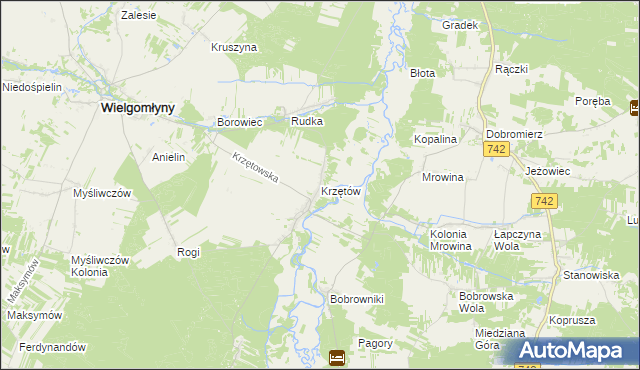 mapa Krzętów, Krzętów na mapie Targeo