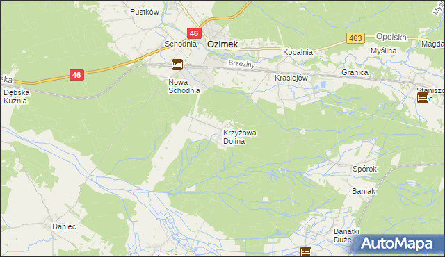 mapa Krzyżowa Dolina, Krzyżowa Dolina na mapie Targeo