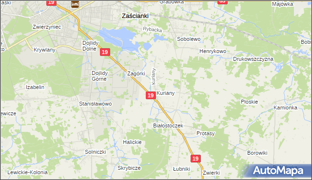 mapa Kuriany gmina Zabłudów, Kuriany gmina Zabłudów na mapie Targeo