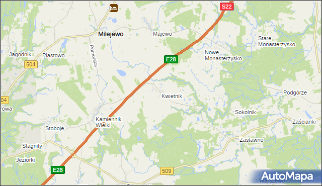 mapa Kwietnik, Kwietnik na mapie Targeo