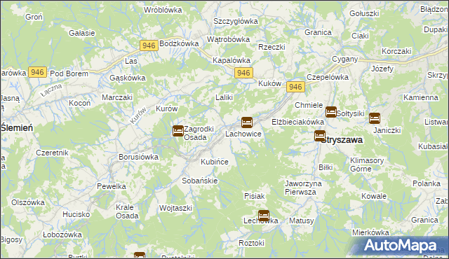 mapa Lachowice, Lachowice na mapie Targeo